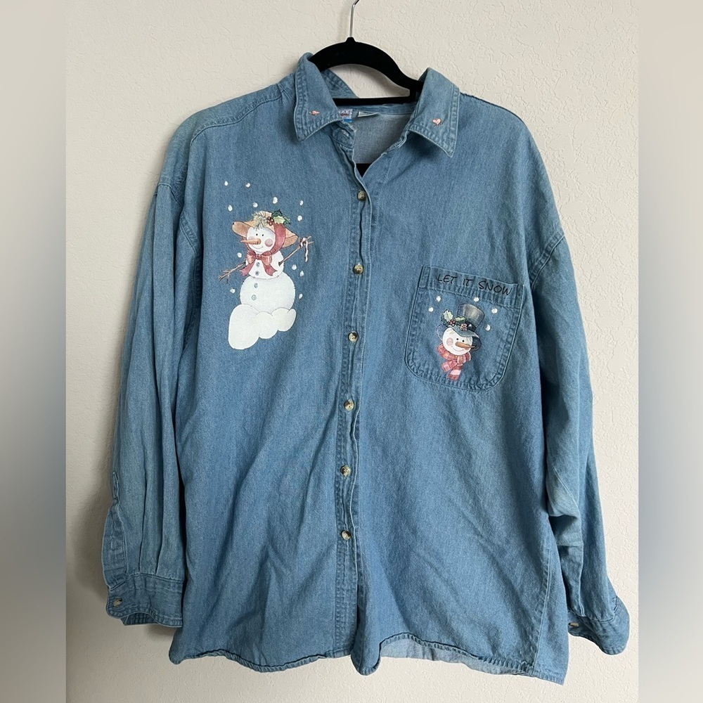 Vintage holiday denim shirt